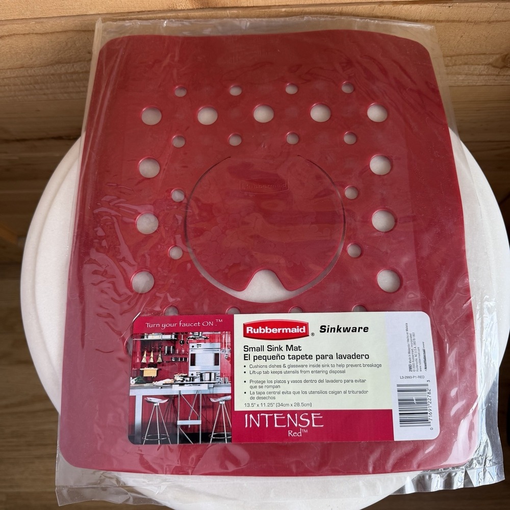 VTG Rubbermaid Small Sink Mat Liner Intense Red 2005 2993 Center Drain Flap